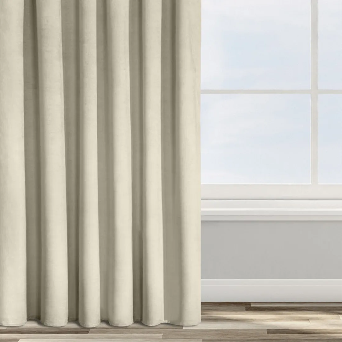 Designová závěs Rosa z jemného sametu - 135x300 cm - béžový uchycení řasící páska