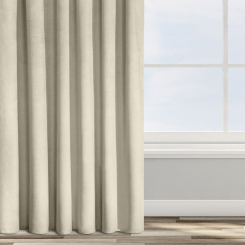 Dizajnový záves Rosa z jemného zamatu - 135x300 cm - bežový uchytenie riasiaca páska