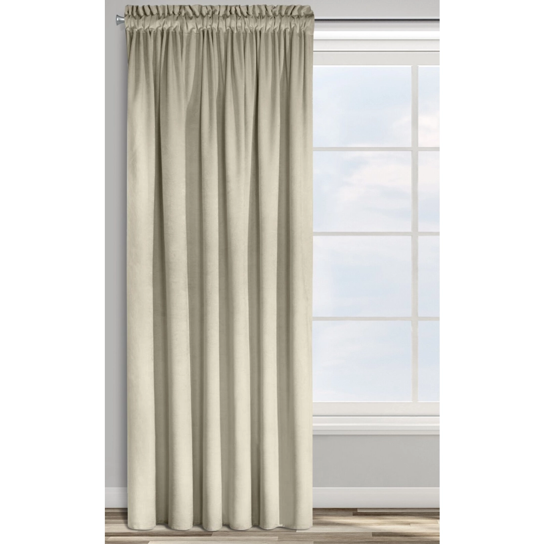 Designová závěs Rosa z jemného sametu - 135x300 cm - béžový uchycení řasící páska