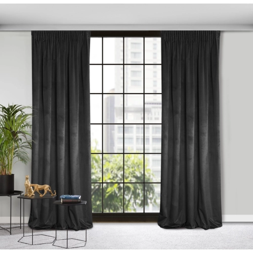 Designová závěs Rosa z jemného sametu - 135x300 cm - černý uchycení řasící páska