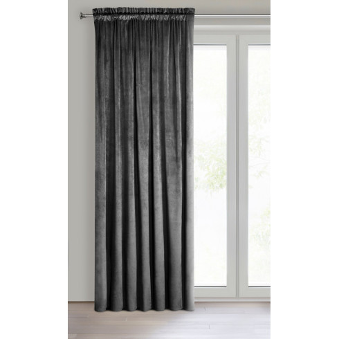 Dizajnový záves Rosa z jemného zamatu - 135x300 cm - čierny uchytenie riasiaca páska