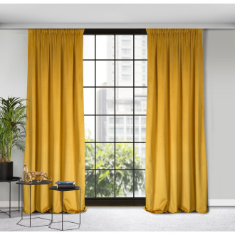 Dizajnový záves Rosa z jemného zamatu - 135x300 cm - horčicový uchytenie riasiaca páska
