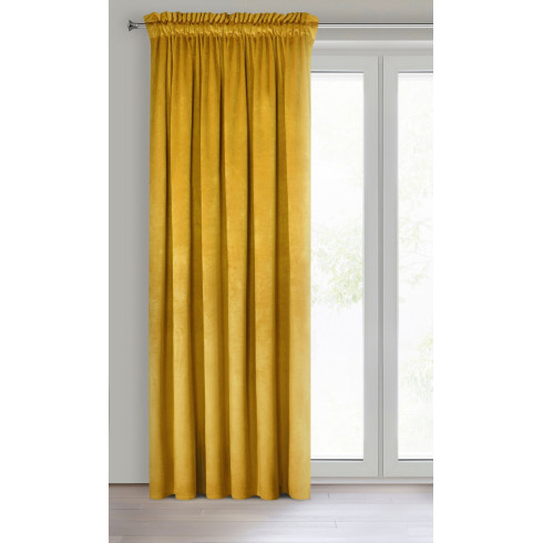 Dizajnový záves Rosa z jemného zamatu - 135x300 cm - horčicový uchytenie riasiaca páska