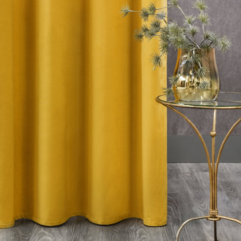 Dizajnový záves Rosa z jemného zamatu - 135x300 cm - horčicový uchytenie riasiaca páska