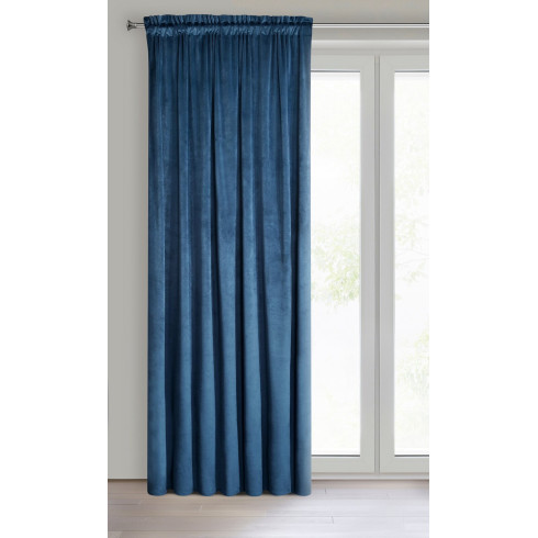 Dizajnový záves Rosa z jemného zamatu - 135x300 cm - modrý uchytenie riasiaca páska