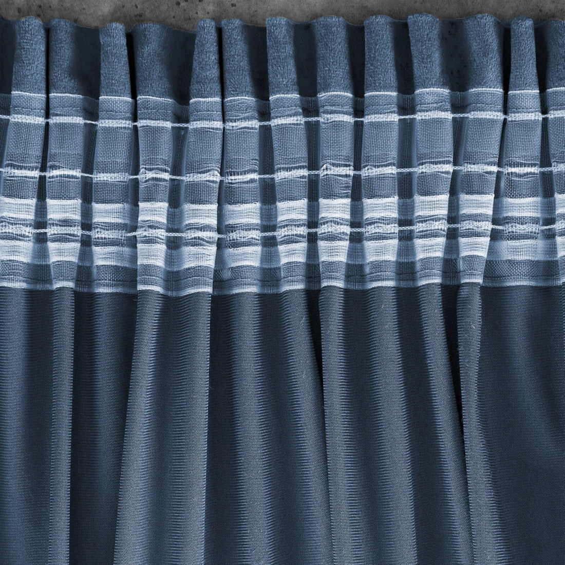 Rosa dizájnfüggöny finom bársonyból - 135 x 300 cm - kék, ráncoló szalagos rögzítés