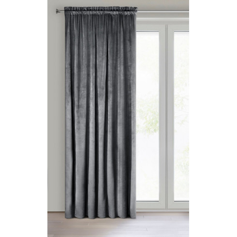 Dizajnový záves Rosa z jemného zamatu - 135x300 cm - šedý uchytenie riasiaca páska