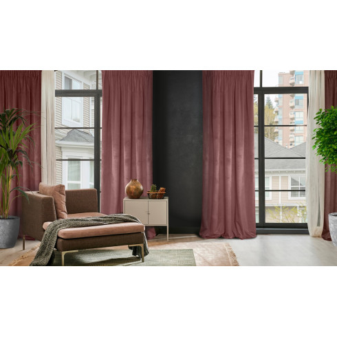 Dizajnový záves Rosa z jemného zamatu - 135x300 cm - tmavo ružový uchytenie riasiaca páska