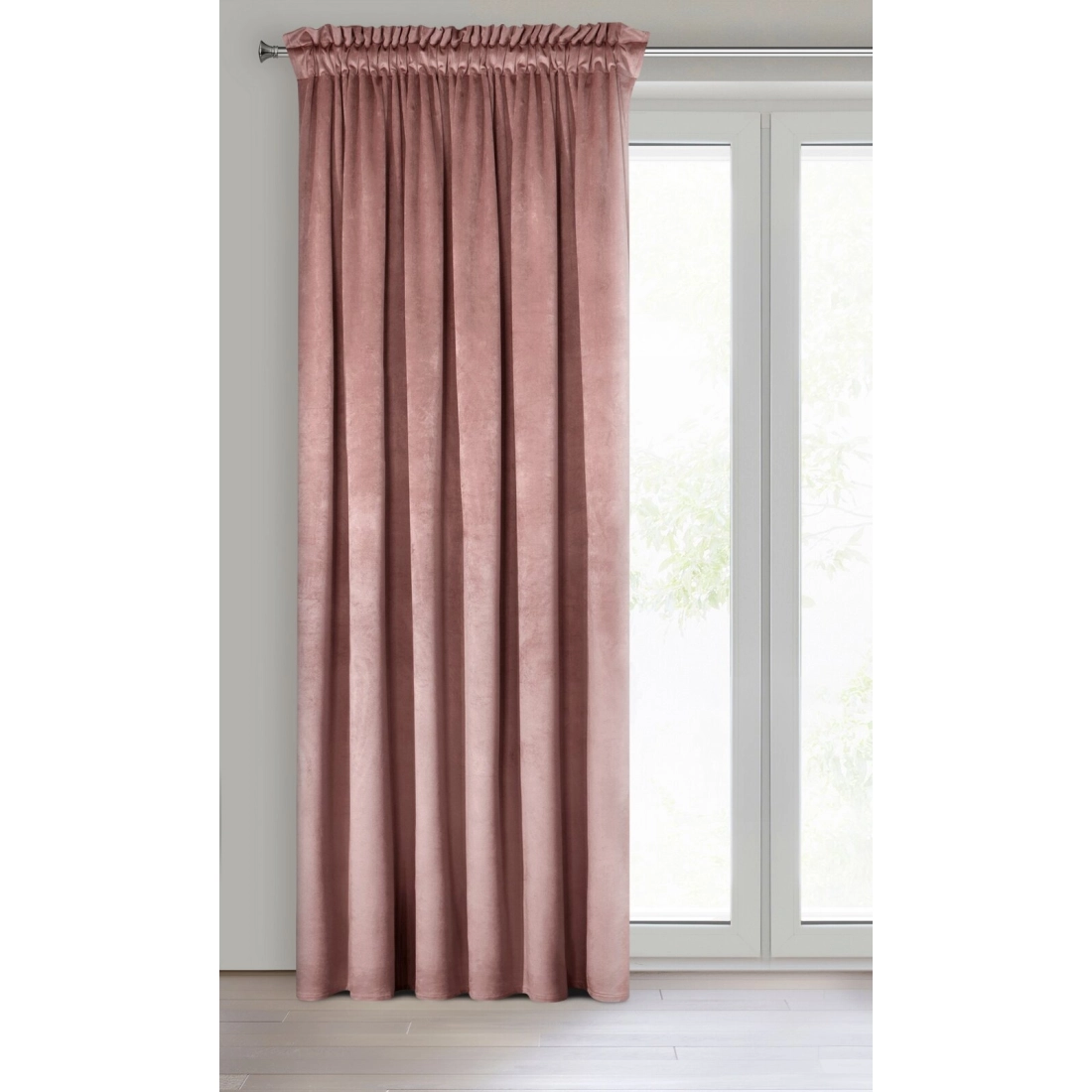 Dizajnový záves Rosa z jemného zamatu - 135x300 cm - tmavo ružový uchytenie riasiaca páska