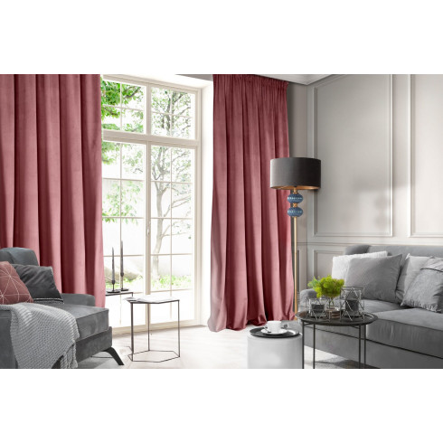 Dizajnový záves Rosa z jemného zamatu - 135x300 cm - tmavo ružový uchytenie riasiaca páska