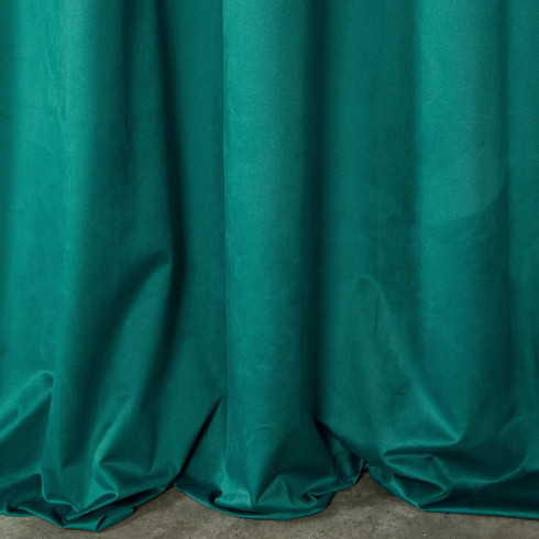 Dizajnový záves Rosa z jemného zamatu - 135x300 cm - tmavo tyrkysový uchytenie riasiaca páska