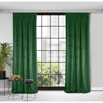 Dizajnový záves Rosa z jemného zamatu - 135x300 cm - zelený uchytenie riasiaca páska