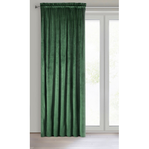 Dizajnový záves Rosa z jemného zamatu - 135x300 cm - zelený uchytenie riasiaca páska