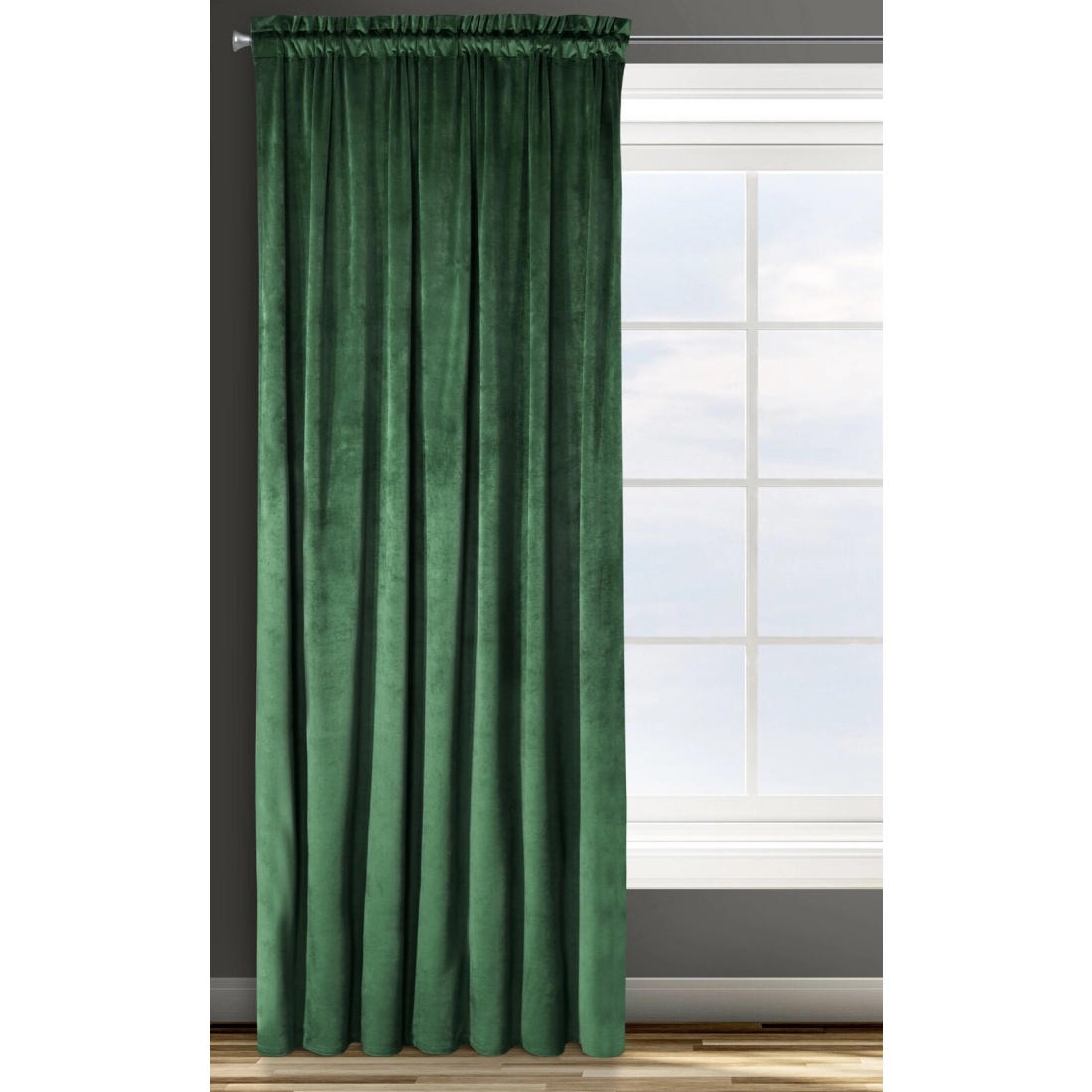 Dizajnový záves Rosa z jemného zamatu - 135x300 cm - zelený uchytenie riasiaca páska