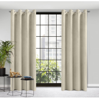 Dizajnový záves Rosa z jemného zamatu - 140x250 cm - bežový uchytenie dekoračné kolieska