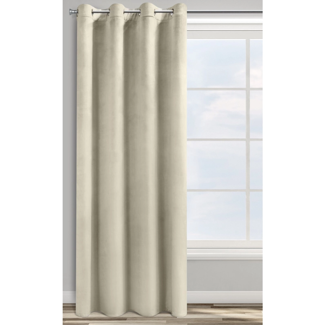 Dizajnový záves Rosa z jemného zamatu - 140x250 cm - bežový uchytenie dekoračné kolieska