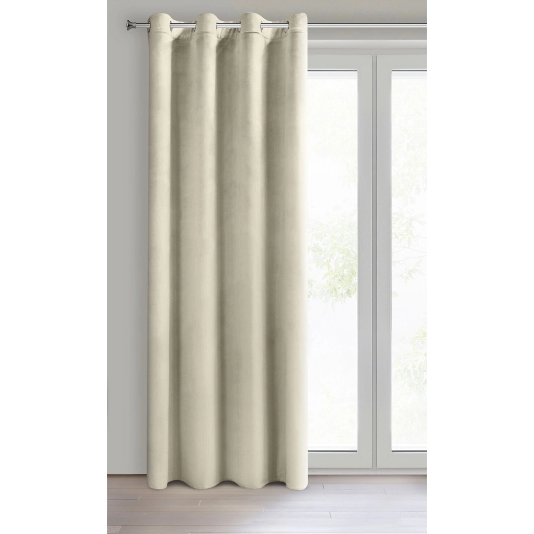 Dizajnový záves Rosa z jemného zamatu - 140x250 cm - bežový uchytenie dekoračné kolieska