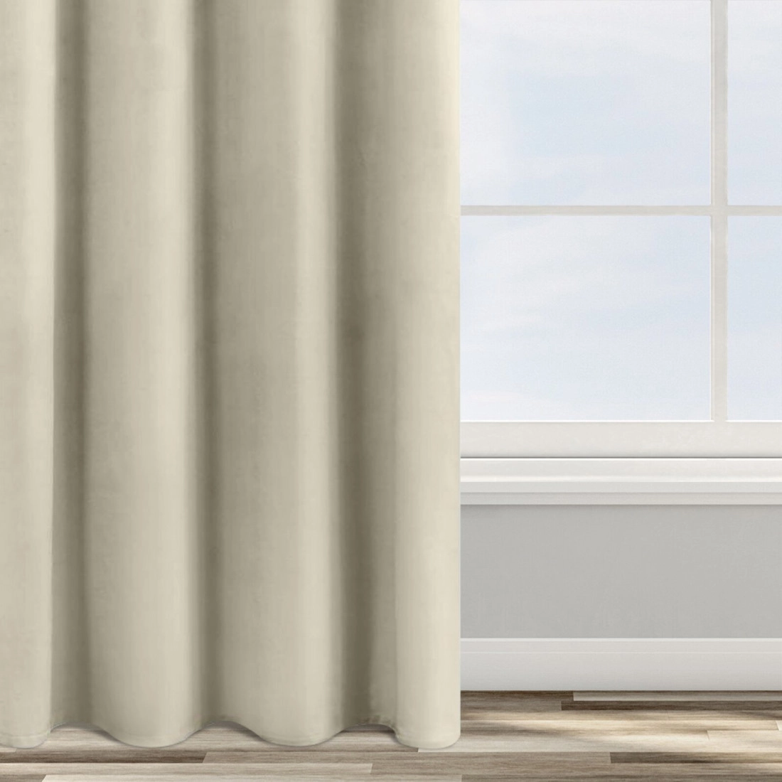 Dizajnový záves Rosa z jemného zamatu - 140x250 cm - bežový uchytenie dekoračné kolieska