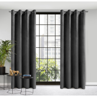 Dizajnový záves Rosa z jemného zamatu - 140x250 cm - čierny uchytenie dekoračné kolieska