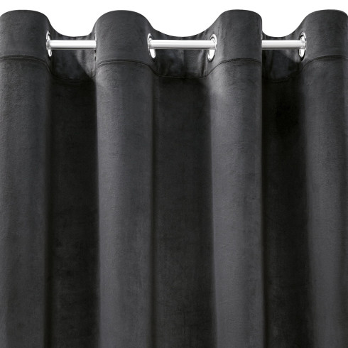 Dizajnový záves Rosa z jemného zamatu - 140x250 cm - čierny uchytenie dekoračné kolieska
