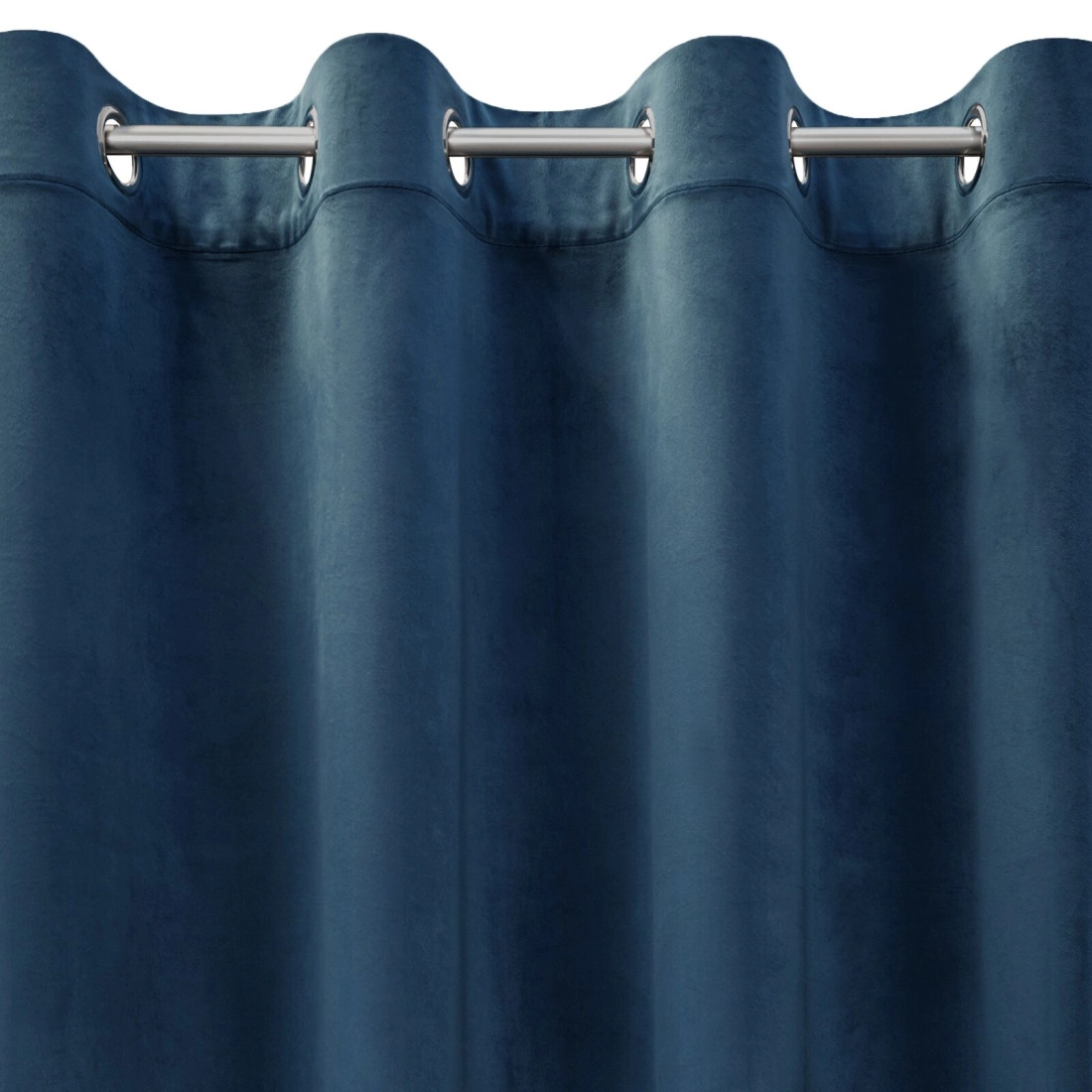Rosa dizájnfüggöny finom bársonyból - 140 x 250 cm - kék, dekoratív gyűrűs rögzítéssel