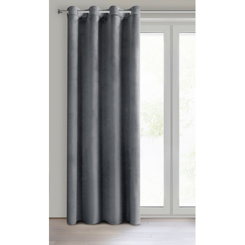 Dizajnový záves Rosa z jemného zamatu - 140x250 cm - šedý uchytenie dekoračné kolieska