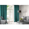 Rosa dizájnfüggöny finom bársonyból - 140 x 250 cm - sötét türkiz, rögzítés: dekoratív karikák