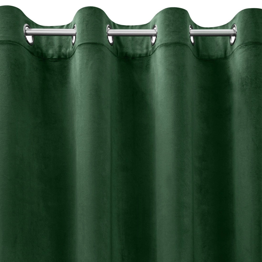 Rosa dizájnfüggöny finom bársonyból - 140 x 250 cm - zöld, rögzítés: dekoratív karikák