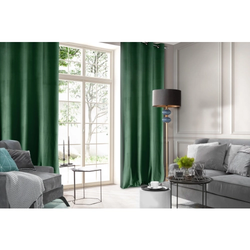 Designová závěs Rosa z jemného sametu - 140x250 cm - zelený uchycení dekorační kroužky