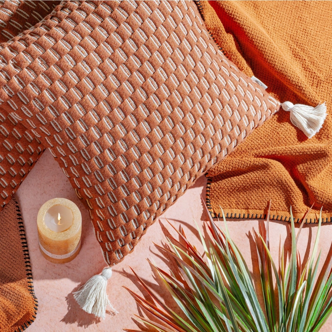 Marocká bavlnená obliečka na vankúš Terra so strapcami 60x60 cm