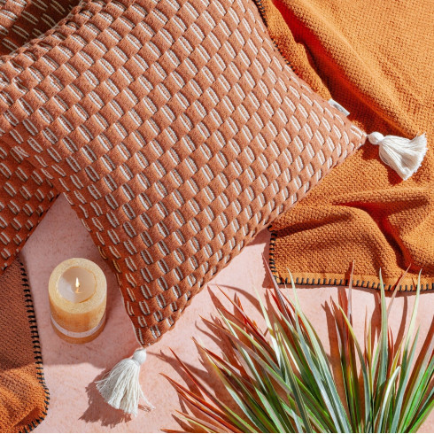 Marocké bavlněné povlak na polštář Terra s třásněmi 60x60 cm