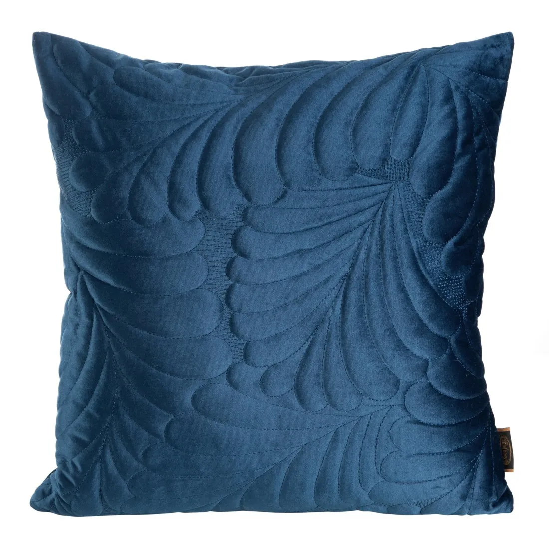 Prémiový sametový povlak na polštář s listovým vzorem 45x45 cm - královská modrá