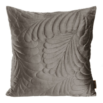 Prémiový sametový povlak na polštář s listovým vzorem 45x45 cm - tmavě béžová