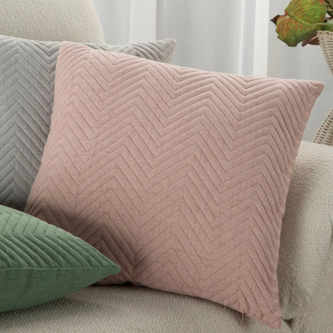 Prémiový prešívaný ľanový prehoz z tkaniny so štruktúrou ľanu - púdrovo ružový 200x220 cm 