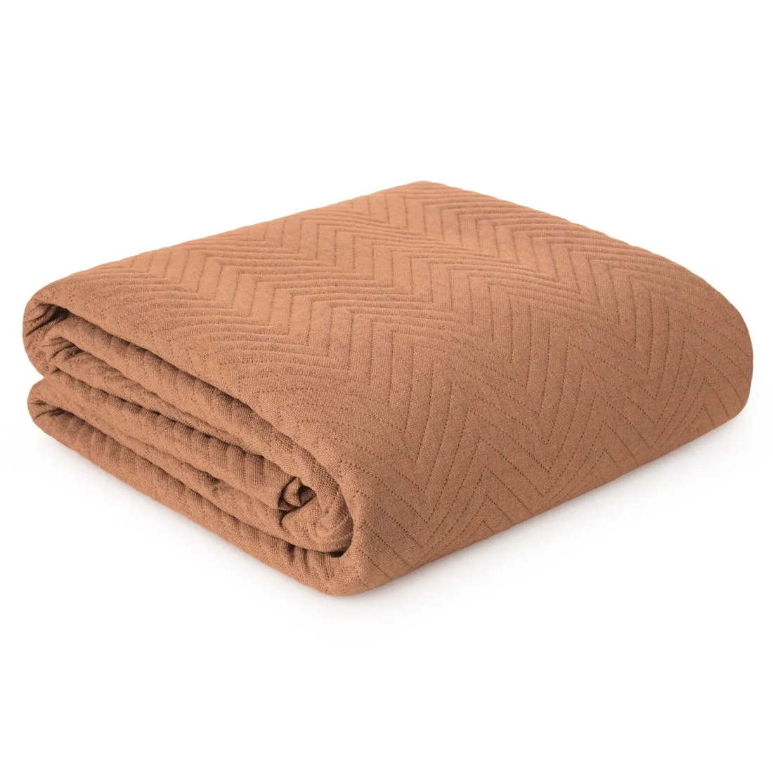 Prémiový prešívaný ľanový prehoz z tkaniny so štruktúrou ľanu - tehlový 200x220 cm 