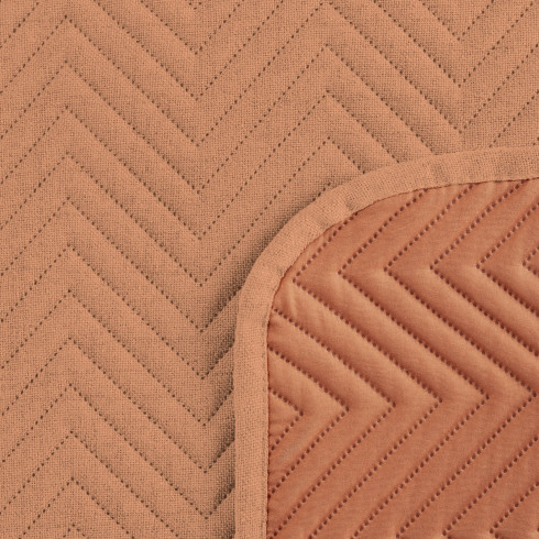 Prémiový prešívaný ľanový prehoz z tkaniny so štruktúrou ľanu - tehlový 200x220 cm 