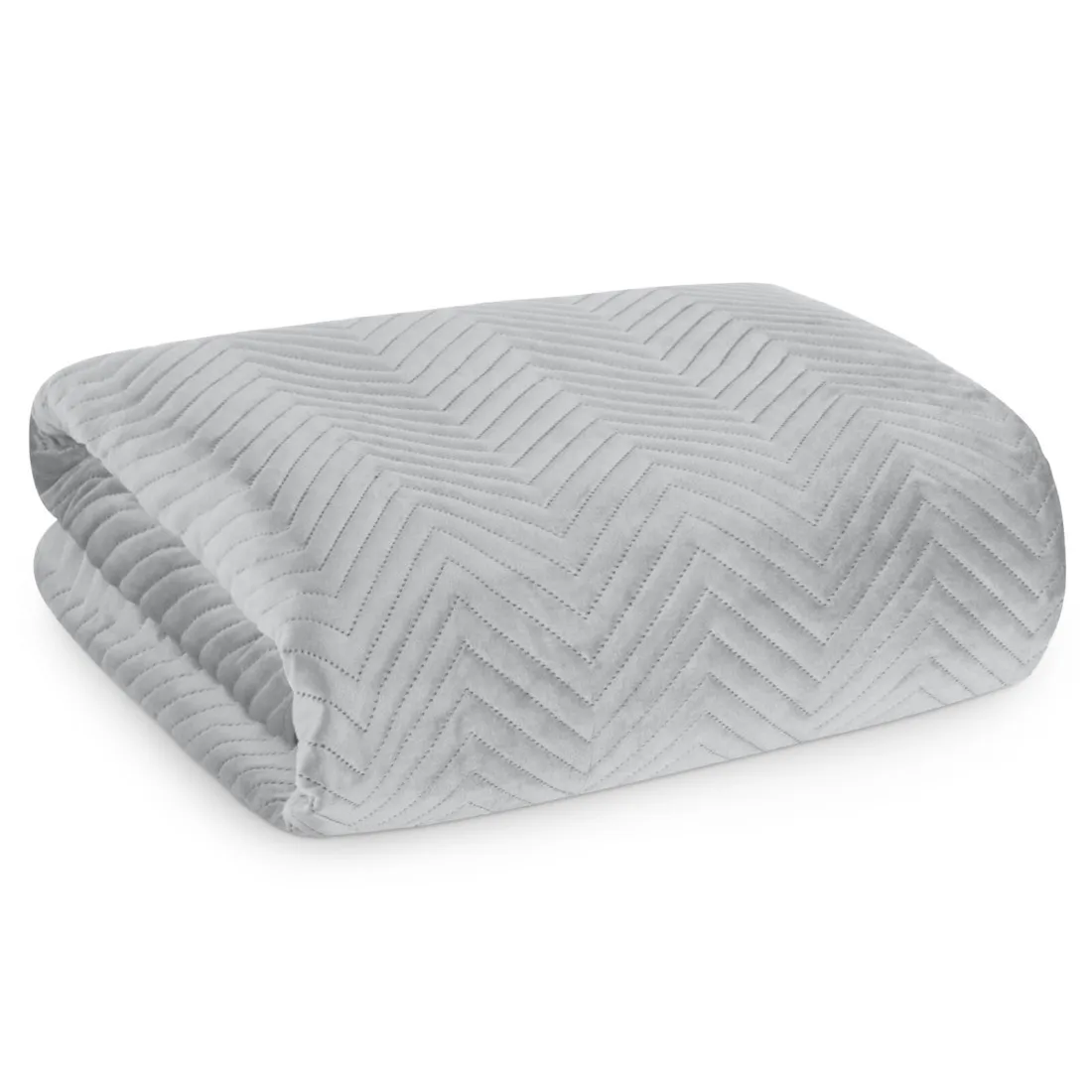 Prémiový prošívaný přehoz Sofia z jemného a matného sametu - světle šedý 200x220 cm 