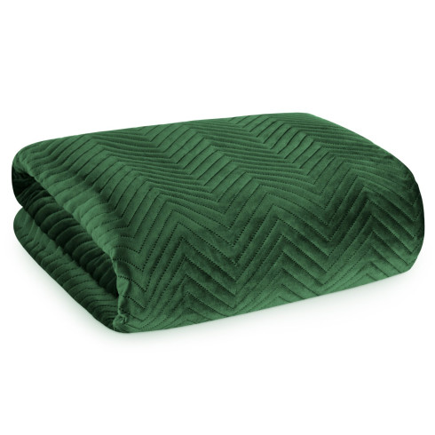 Prémiový prešívaný prehoz Sofia z jemného a matného zamatu - zelený 200x220 cm 