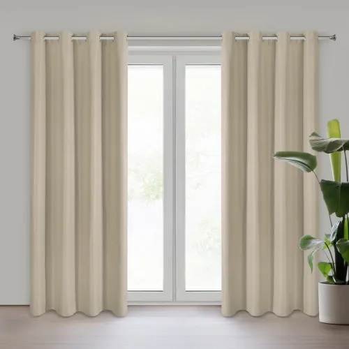 Závěs Adari z hladké matné látky 140x250 cm - béžový, uchycení dekorační kroužky