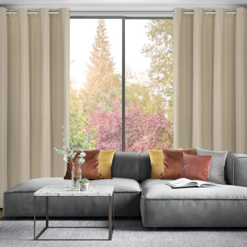 Záves Adari z hladkej matnej látky 140x250 cm - béžový, uchytenie dekoračné kolieska