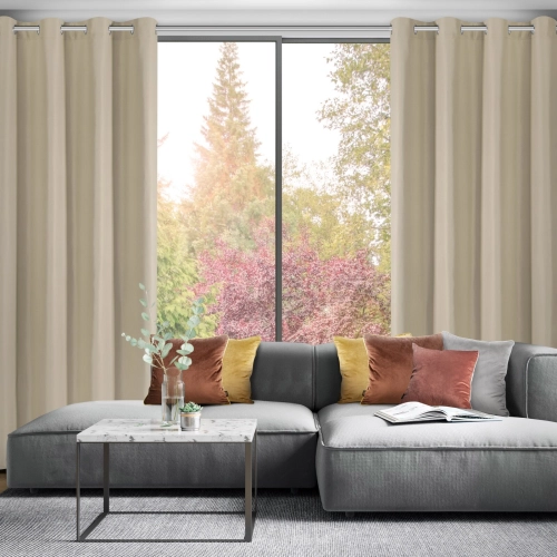 Závěs Adari z hladké matné látky 140x250 cm - béžový, uchycení dekorační kroužky