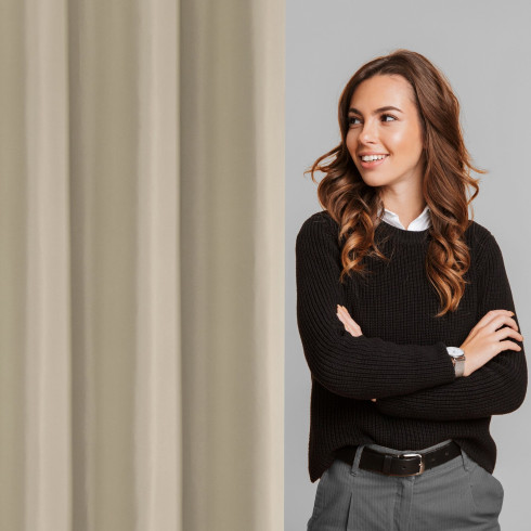 Záves Adari z hladkej matnej látky 140x250 cm - béžový, uchytenie dekoračné kolieska