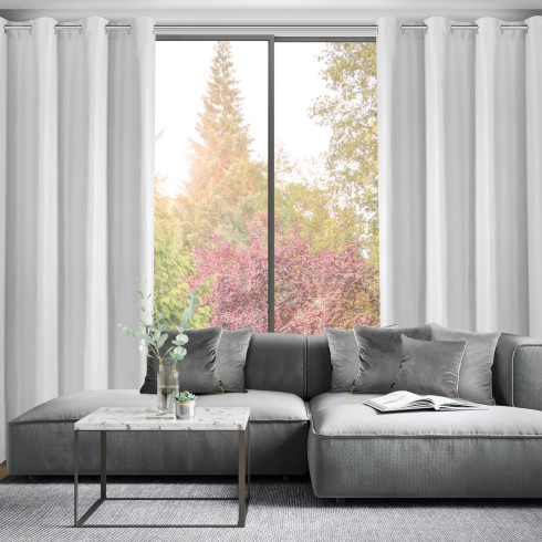 Závěs Adari z hladké matné látky 140x250 cm - bílý, uchycení dekorační kroužky