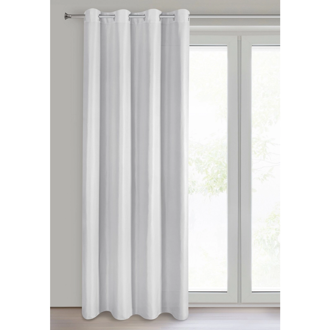 Záves Adari z hladkej matnej látky 140x250 cm - biely, uchytenie dekoračné kolieska