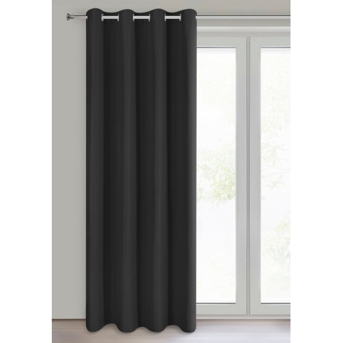 Závěs Adari z hladké matné látky 140x250 cm - černý, uchycení dekorační kroužky