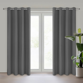 Záves Adari z hladkej matnej látky 140x250 cm - šedý, uchytenie dekoračné kolieska