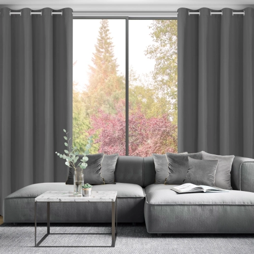 Záves Adari z hladké matné látky 140x250 cm - šedý, uchycení dekorační kroužky