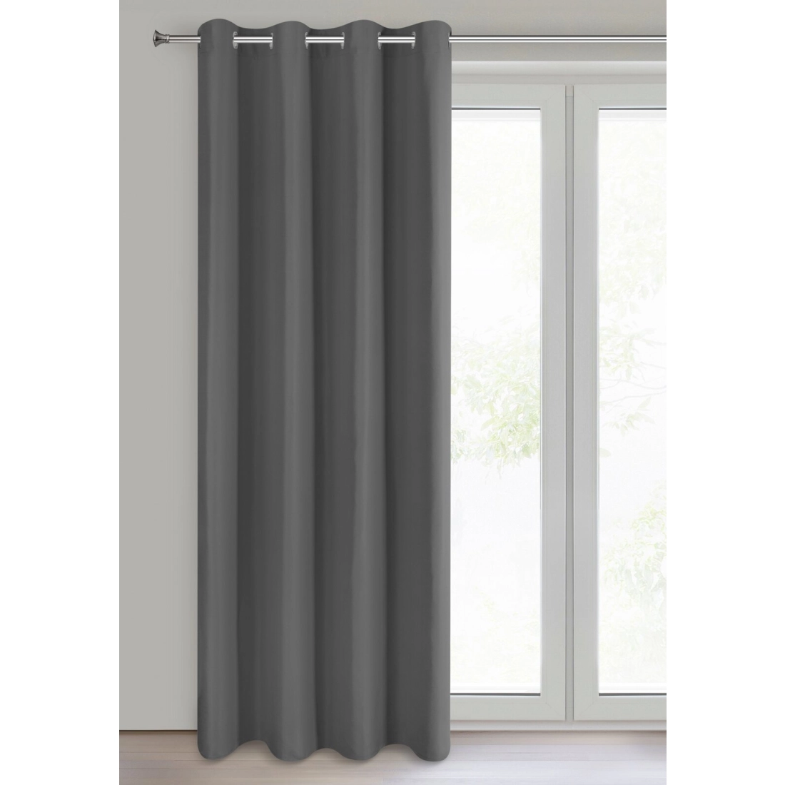 Záves Adari z hladkej matnej látky 140x250 cm - šedý, uchytenie dekoračné kolieska