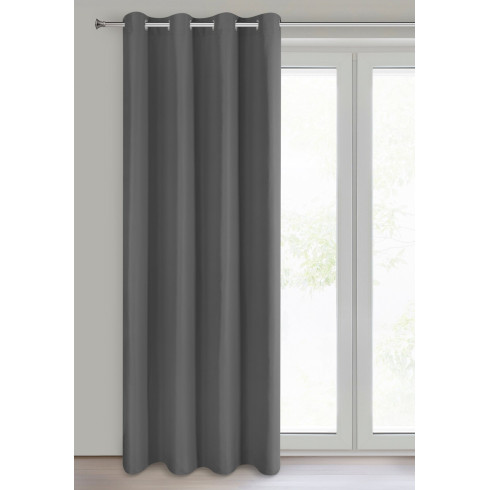 Záves Adari z hladké matné látky 140x250 cm - šedý, uchycení dekorační kroužky