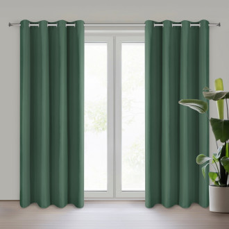 Záves Adari z hladkej matnej látky 140x250 cm - zelený, uchytenie dekoračné kolieska
